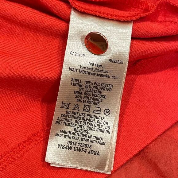 Ted Baker Josa Red Orange Tunic Shift Dress with a Chiffon Outer Layer size 2 - Picture 6 of 11